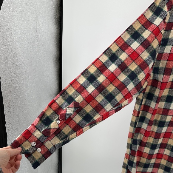 Bogari Grunge Gorpcore Outdoor Multicolor Plaid Casual Flannel Shirt SzL - Picture 8 of 13